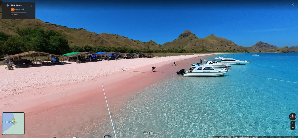 local tent in Pink Beach from Google maps on 2022