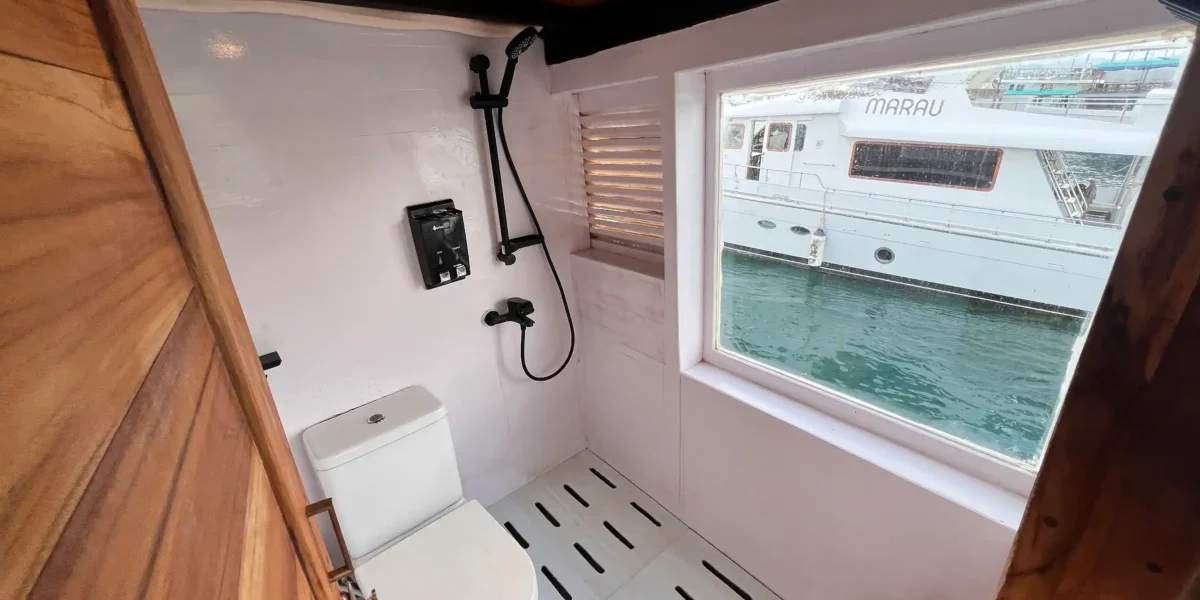 Royal Master Cabin Bathroom Flores Utama Phinisi Boat Charter | Komodo Luxury