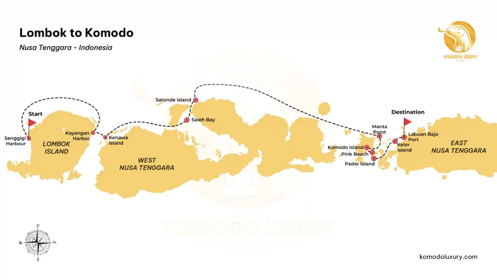 Lombok to Komodo Map | Lombok to Komodo Tour | Komodo Tour | Komodo Luxury