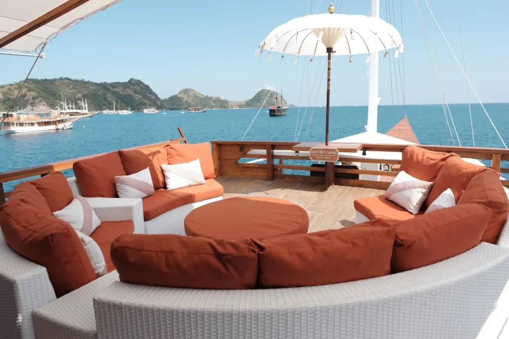 Magika Shaded Sundeck Area | Magika Phinisi Boat Charter | Komodo Tour | Komodo Luxury