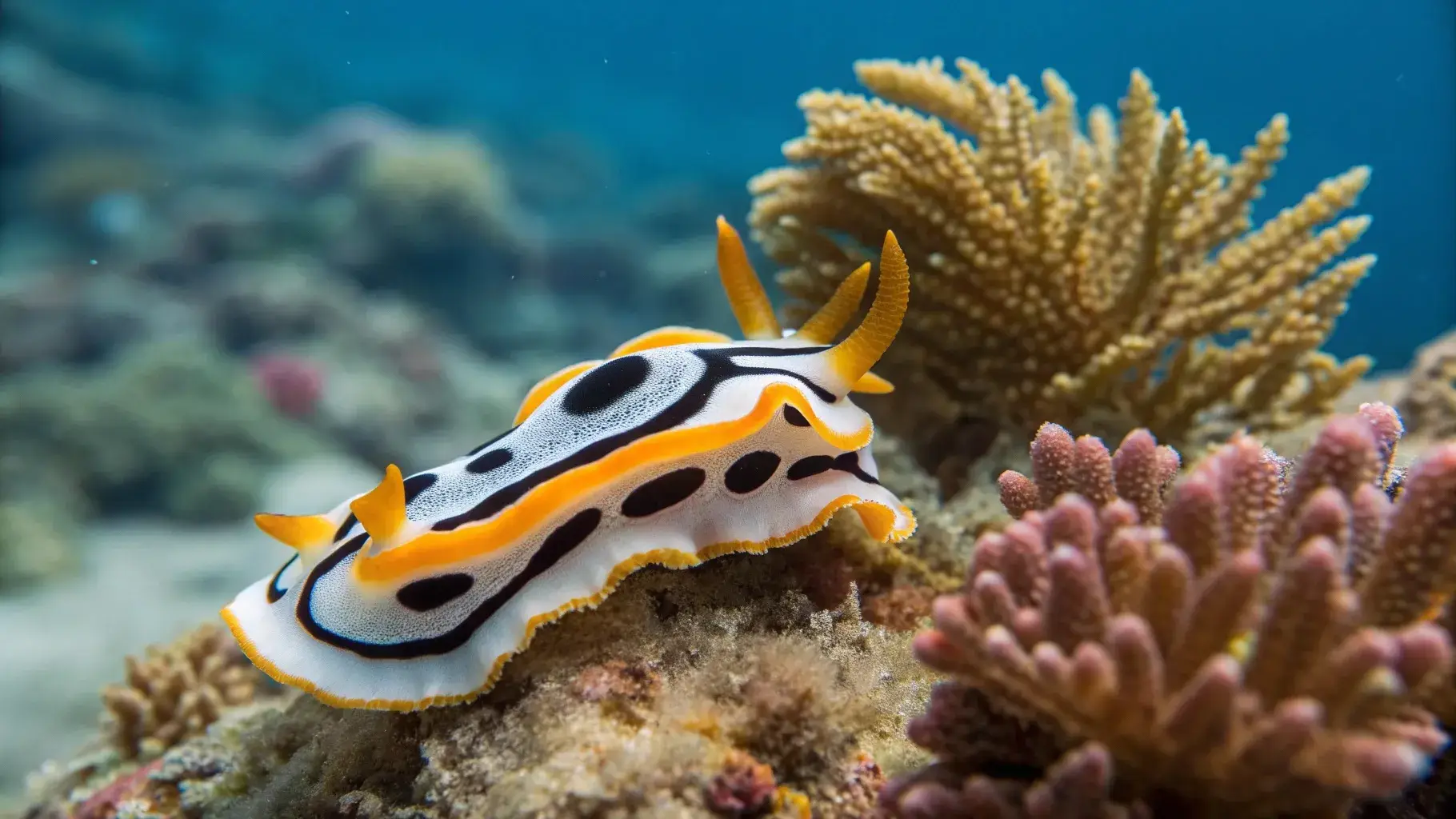 Chromodoris nudibranch on a reef wall in Misool, Raja Ampat | Komodo Luxury