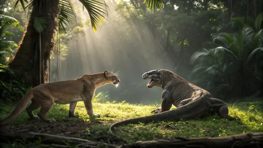 Komodo Dragon vs Puma | Illustration | Komodo Luxury