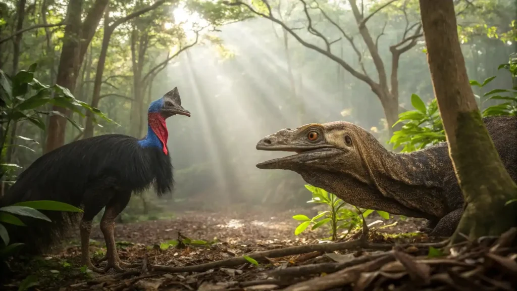 Komodo Luxury vs Cassowary | Illustration | Komodo Luxury