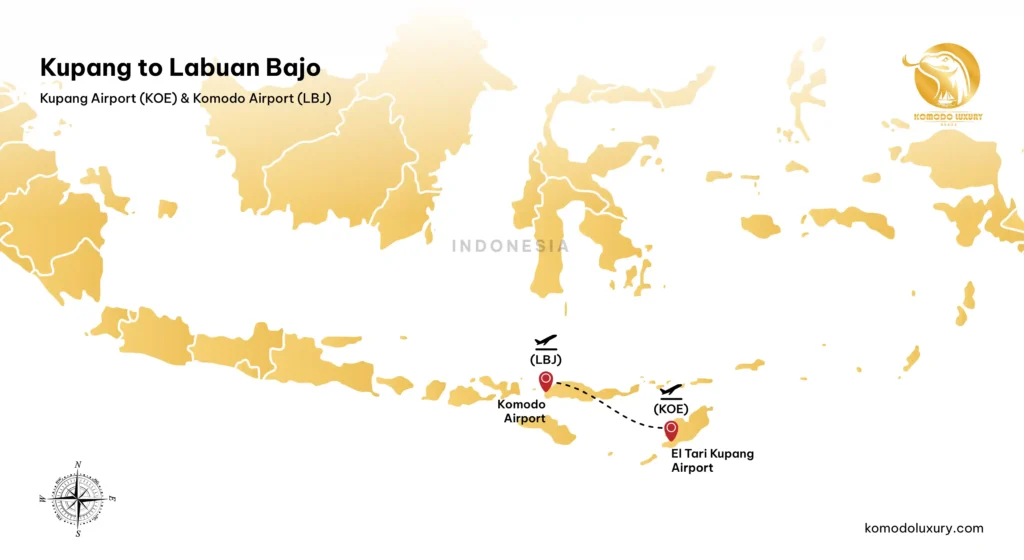 Map Direct Flight from Kupang to Labuan Bajo | Komodo Luxury