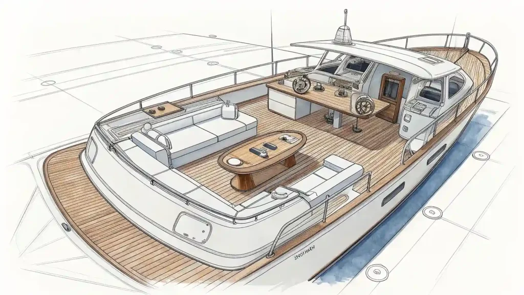 Deck Layout and Ergonomics | Key Components of Boat Design | Boat Design Service | Komodo Luxury