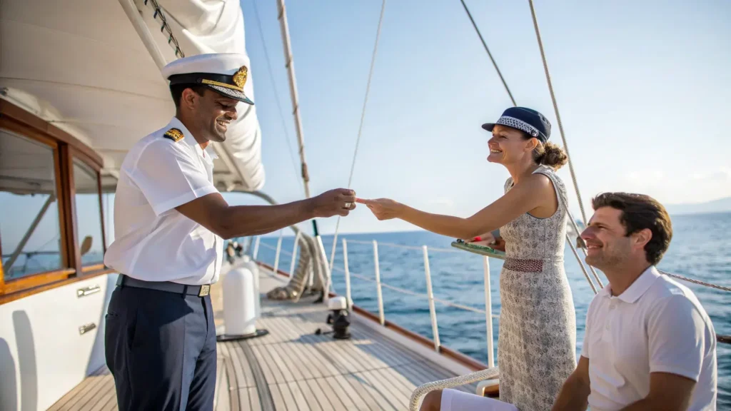 Guest Giving a Tip to Crew | Komodo Luxury