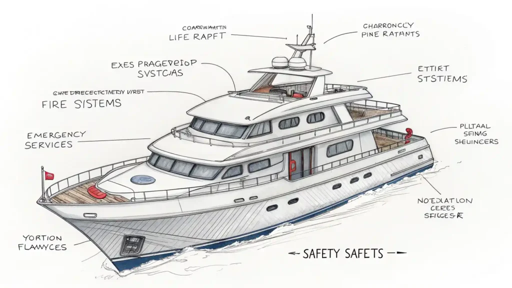 Safety Systems and Compliance | Key Components of Boat Design | Boat Design Service | Komodo Luxury