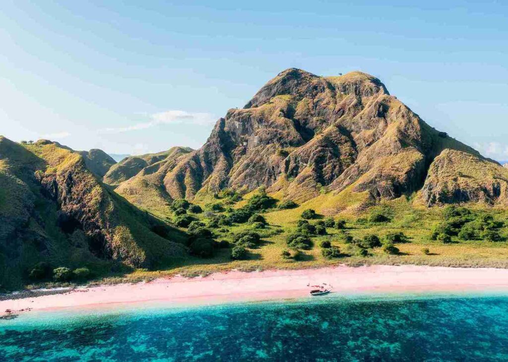 Drone View of Pink Beach, Komodo National Park