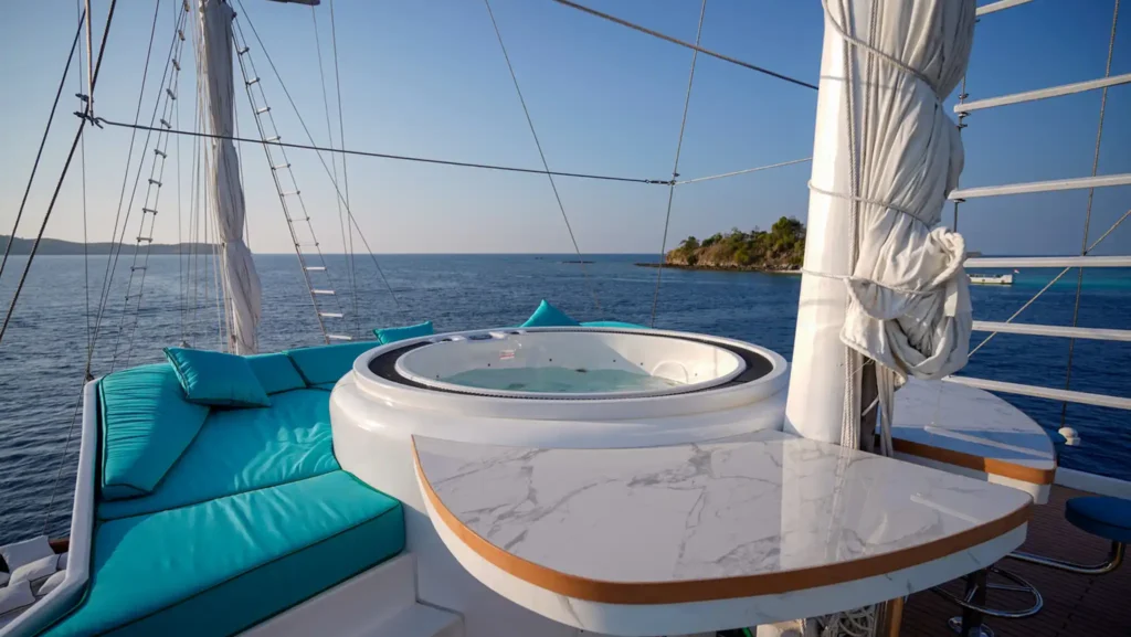 Jacuzzi on Kayra | Kayra Phinisi Yacht | Kayra Boat Charter | Komodo Luxury
