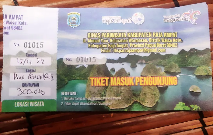 Raja Ampat Visitor Entry Ticket (Source: stayrajaampat.com)