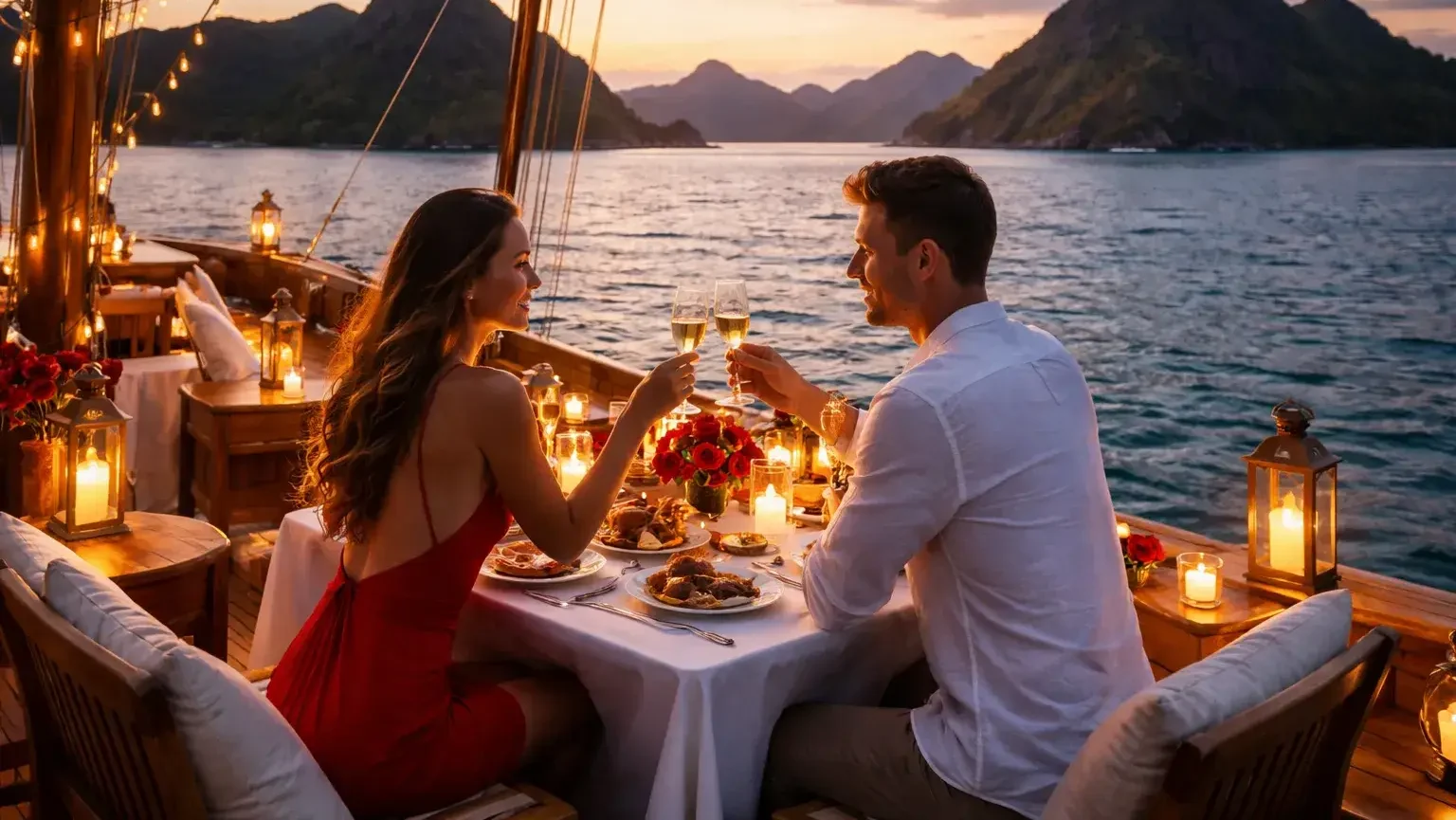 Enjoying fine dining in Komodo | Komodo Island tour | Komodo Luxury