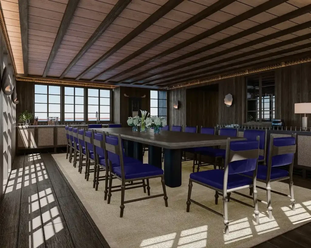 Indoor dining area Bhavana Liveaboard | Raja Ampat Tour | Komodo Luxury