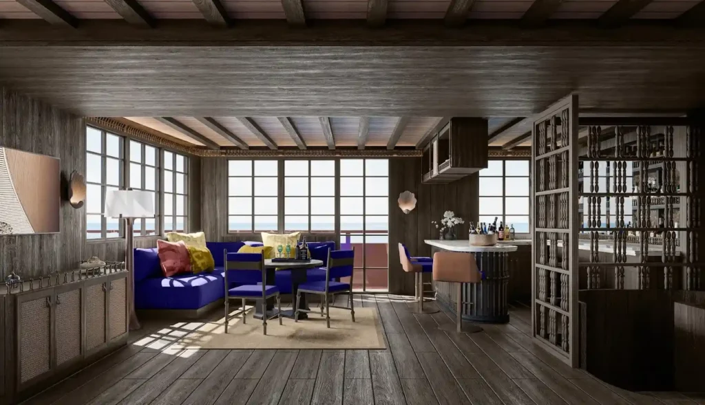 Indoor dining & bar area Bhavana Liveaboard | Raja Ampat Tour | Komodo Luxury