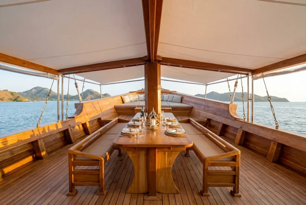 Naturalia Cruise Outdoor Dining Area | Komodo Tour | Komodo Luxury