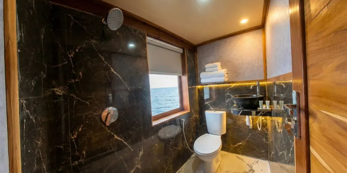 Suite Cabin 2 Bathroom Naturalia Cruise Phinisi Boat Charter | Komodo Tour | Komodo Luxury