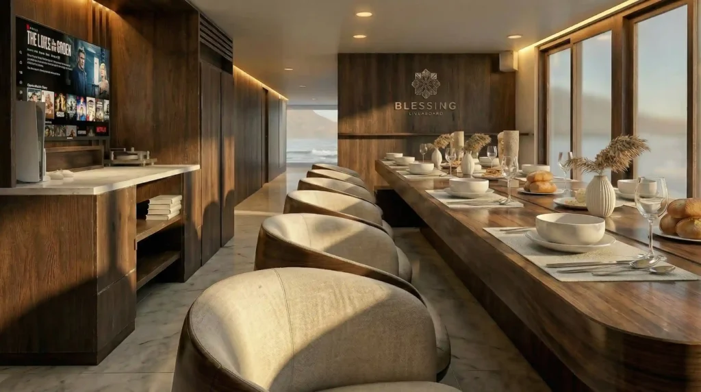 Cozy Dinning & Entertainment Facilities | Blesing Liveaboard Boat Charter | Komodo Luxury